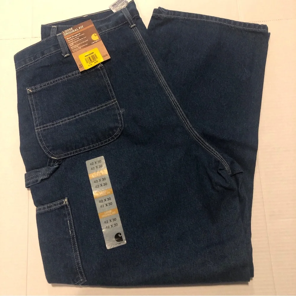 Carhartt Mens 42X30 Loose Original Fit Work Dungaree Jean B13-DST Irregular - Picture 1 of 13